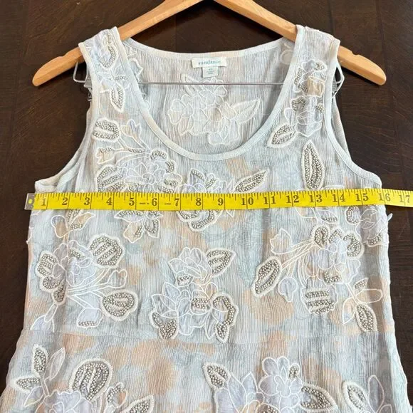 Sundance Blue Floral Embroidered Beaded Silk Dress Sz XS Romantic Wedding Guest - Picture 10 of 12